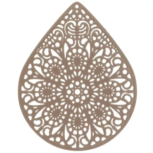 Drop dyed charm laser cut 49x39 mm - Light brown x1