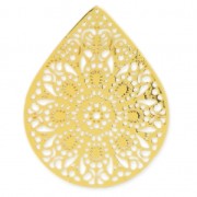 Drop dyed charm laser cut 49x39 mm Gold Tone x1|raw }}