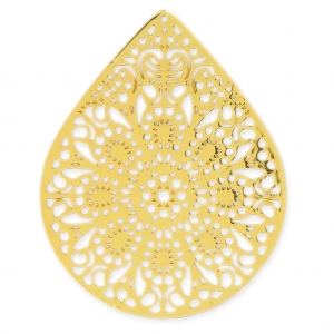 Drop dyed charm laser cut 49x39 mm Gold Tone x1