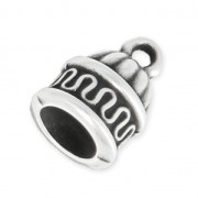 Metal cord end for 6 mm cord - Fine Antique silver plating x1|raw }}