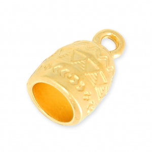 Metal ethnic cord end for 6 mm cord - fine Gold plated x1