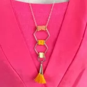 Cotton tassel 33 mm pink with a fine silver plating cup x1