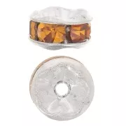 Rhinestones Rondelle 5mm Silver tone/Topaz x4