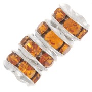 Rhinestones Rondelle 5mm Silver tone/Topaz x4