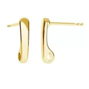 925 Sterling Silver drops earstuds 13.5 mm Gold Tone plated x 2