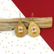 Diamond drop metal spacer for Miyuki Delica 30 mm - Bronze x1