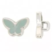 Butterfly Button CCB 13.3 mm Grey/rhodium tone x1