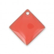 Metal epoxy resin sequins shape diamond/square 16x16 mm Coral Pink x 8|raw }}