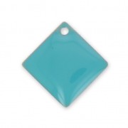 Metal epoxy resin sequins shape diamond/square 18x18 mm Green Turquoise x 8|raw }}