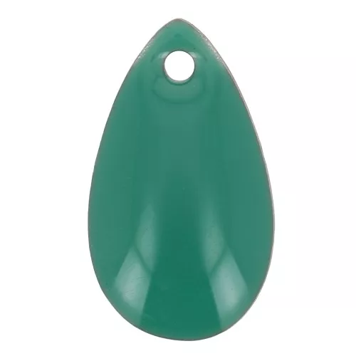 Metal epoxy resin sequins drop shape 14x8 mm emerald green x 8
