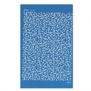 Silk Screen Moiko for Polymer Clay 74x105 mm - Musical note pattern 8.23