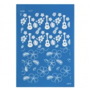 Silk Screen Moiko for Polymer Clay 74x105 mm - Tropical flowers and et Ukulele pattern 9.07