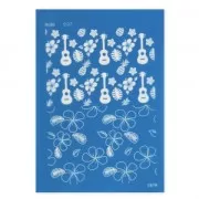 Silk Screen Moiko for Polymer Clay 74x105 mm - Tropical flowers and et Ukulele pattern 9.07