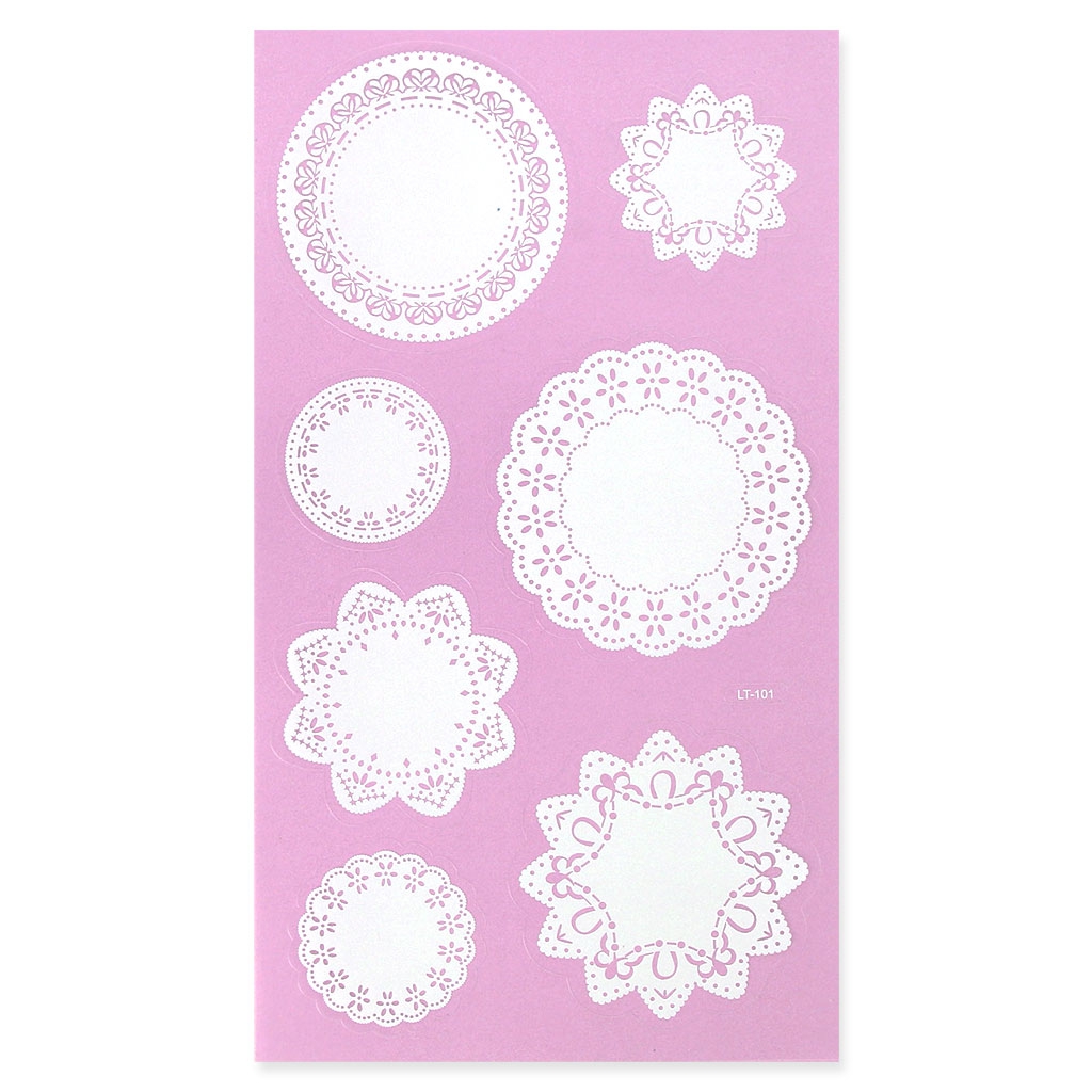 Sheet of 14 Customizable lace stickers Star/Round Perles & Co