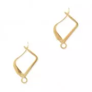 Leverback earrings design rectangle shape 15 mm fine Gold plated x2