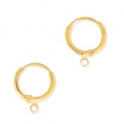 Leverback earrings design round shape 15.6 mm fine Gold plated x2|raw }}