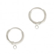 Leverback earrings design round shape 15.6 mm argenté vieilli x2