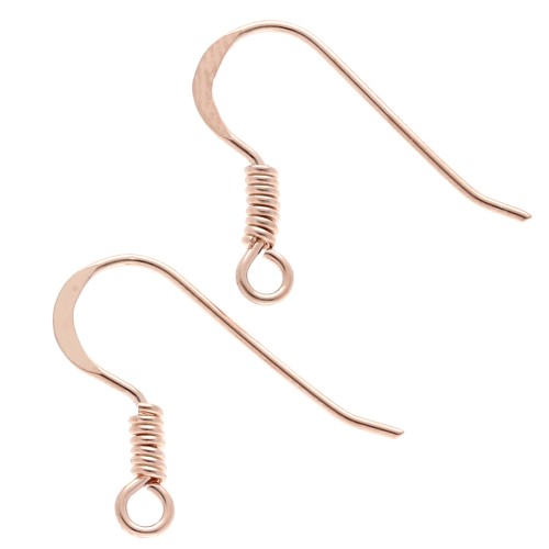 Ear hooks 17 mm - 925 Sterling Silver Rose Gold x2