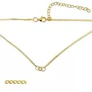 Sterling Silver 925 flat mesh chain for spacer 40 cm Gold Tone
