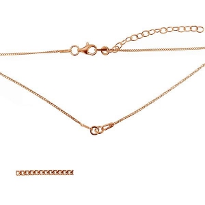 Sterling Silver 925 thin flat mesh chain for spacer 40 cm Gold Rose Tone
