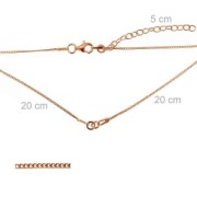 Sterling Silver 925 thin flat mesh chain for spacer 40 cm Gold Rose Tone