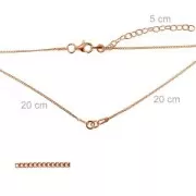 Sterling Silver 925 thin flat mesh chain for spacer 40 cm Gold Rose Tone