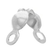 4mm 2-ring clamshell beads - rhodium tone x100