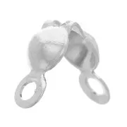 4mm 2-ring clamshell beads - rhodium tone x100