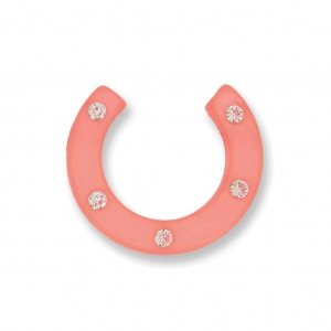 Rhinestones Polaris half-moon or horseshoe shaped bead 22 mm Coral Fluo x1