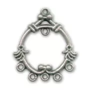 5 strands hoop spacer 26mm old silver tone x2