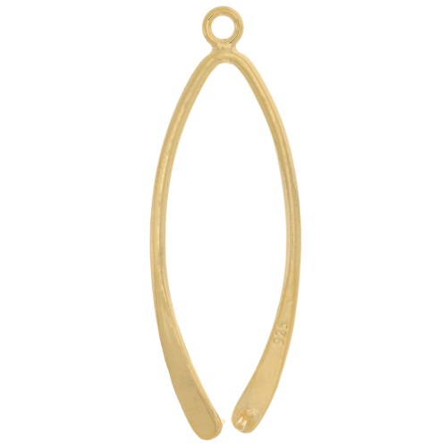 925 Sterling Silver Pendant Holder 38 mm Gold Tone plated x1