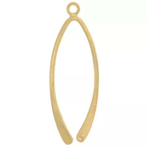 925 Sterling Silver Pendant Holder 38 mm Gold Tone plated x1