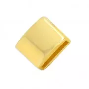 Square slider bead 12x9.5 mm for 10 mm lace - fine Gold plated 