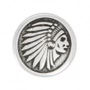 Round slider bead head of indian 17 mm for 10 mm lace - Fine Antique silver plating