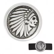 Round slider bead head of indian 17 mm for 10 mm lace - Fine Antique silver plating