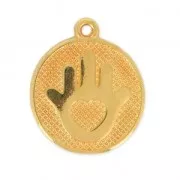 20mm Hamsa hand epoxy resin charm - Black/fine Gold plated x1