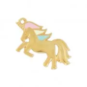 Charm unicorn epoxy resin 17x25 mm Pastel/fine Gold plated
