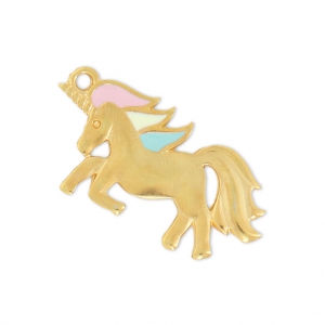 Charm unicorn epoxy resin 17x25 mm Pastel/fine Gold plated