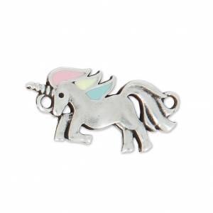 Spacer unicorn epoxy resin 2 loops 22 mm Pastel/Old Silver Tone