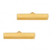 30mm Ribbon crimp ends - fine Gold plated x2|raw }}