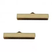 30mm Ribbon crimp ends - Bronze Tone x2
