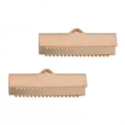 20mm Ribbon crimp ends - Rose Gold Tone x2