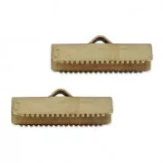 20mm Ribbon crimp ends - Bronze Tone x2