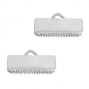 15mm Ribbon crimp ends - Fine silver plating x2