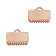 10mm Ribbon crimp ends - Rose Gold tone x2|raw }}
