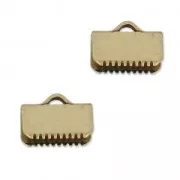 10mm Ribbon crimp ends - Bronze tone x2