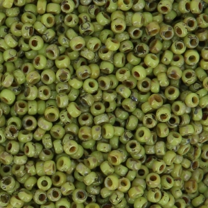 Miyuki seed beads 15/0 4515 - Opaque Chartreuse Picasso x8g
