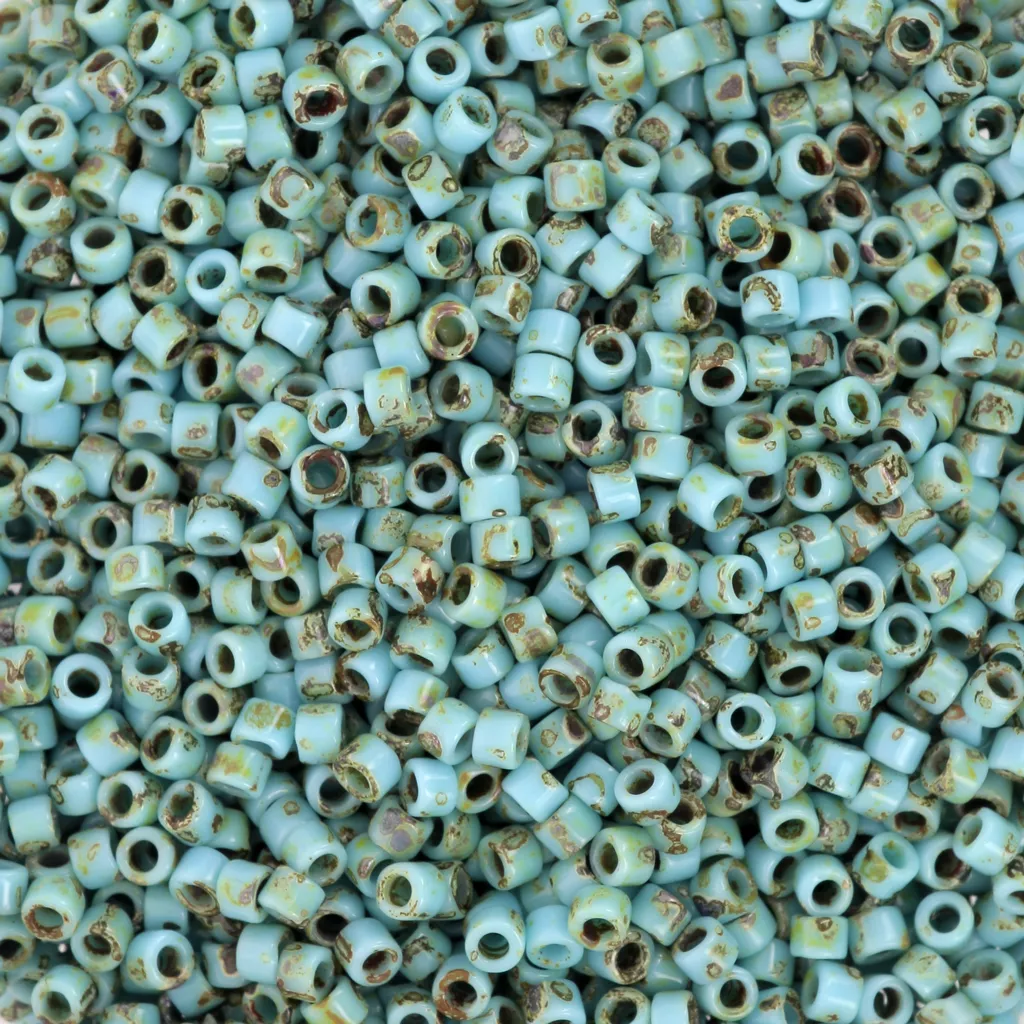 Miyuki Delica 11/0 DB2264 - Opaque Turquoise Blue Picasso x 8g