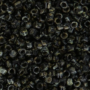 Miyuki Delica 10/0 DBM2261 - Opaque Black Picasso x8g