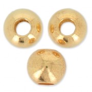Flattened round beads with large holes 8x7 mm - Gold-plated x6|raw }}